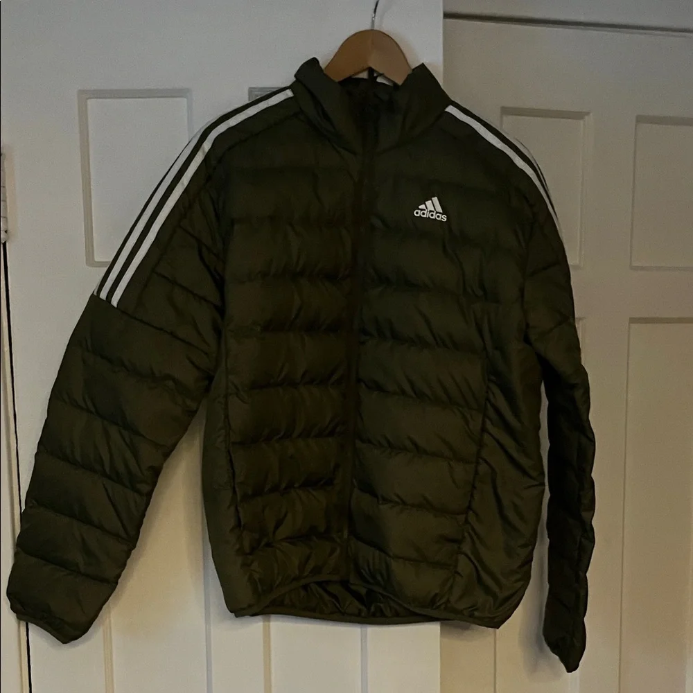 Adidas Men's Olive Puffer Jacket - Picture 1 of 4